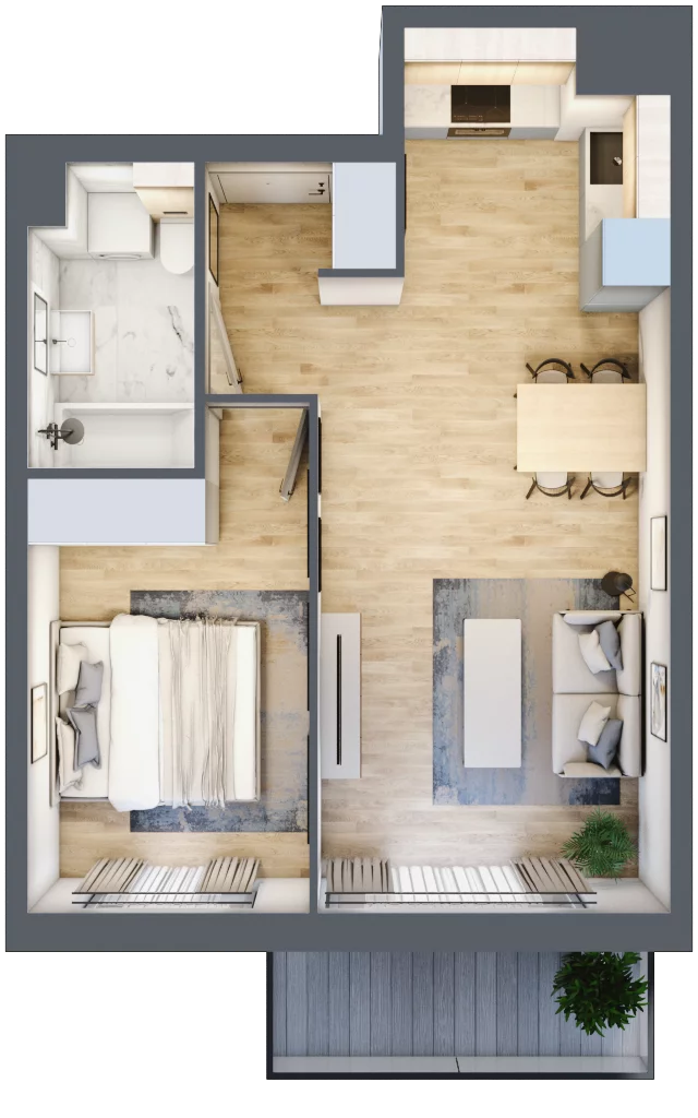 2 pokoje, mieszkanie 44,38 m², piętro 4, oferta nr MC/I/A/4/8, Modern City etap I, Warszawa, Bemowo, Chrzanów, ul. Szeligowska