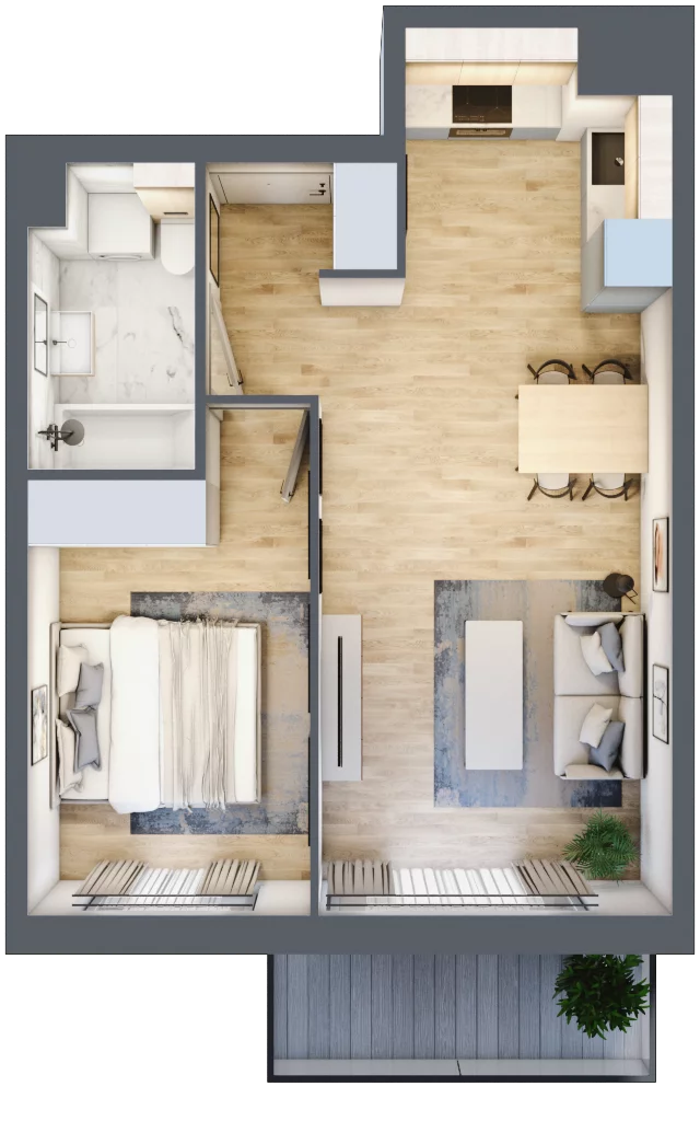 2 pokoje, mieszkanie 44,38 m², piętro 2, oferta nr MC/I/A/2/8, Modern City etap I, Warszawa, Bemowo, Chrzanów, ul. Szeligowska