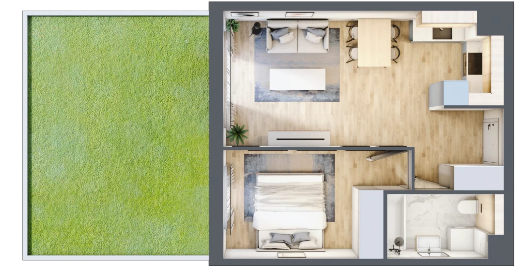 2 pokoje, mieszkanie 42,57 m², parter, oferta nr MC/I/B/0/8, Modern City etap I, Warszawa, Bemowo, Chrzanów, ul. Szeligowska