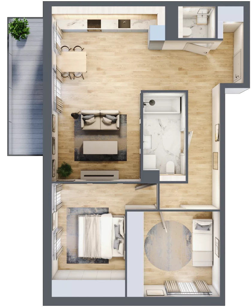 3 pokoje, mieszkanie 69,53 m², piętro 2, oferta nr MC/I/C/2/9, Modern City etap I, Warszawa, Bemowo, Chrzanów, ul. Szeligowska