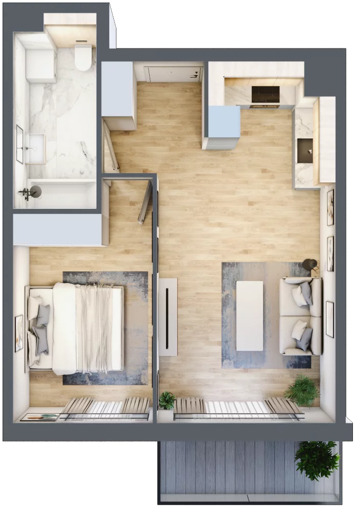 2 pokoje, mieszkanie 44,35 m², piętro 3, oferta nr MC/I/B/3/2, Modern City etap I, Warszawa, Bemowo, Chrzanów, ul. Szeligowska