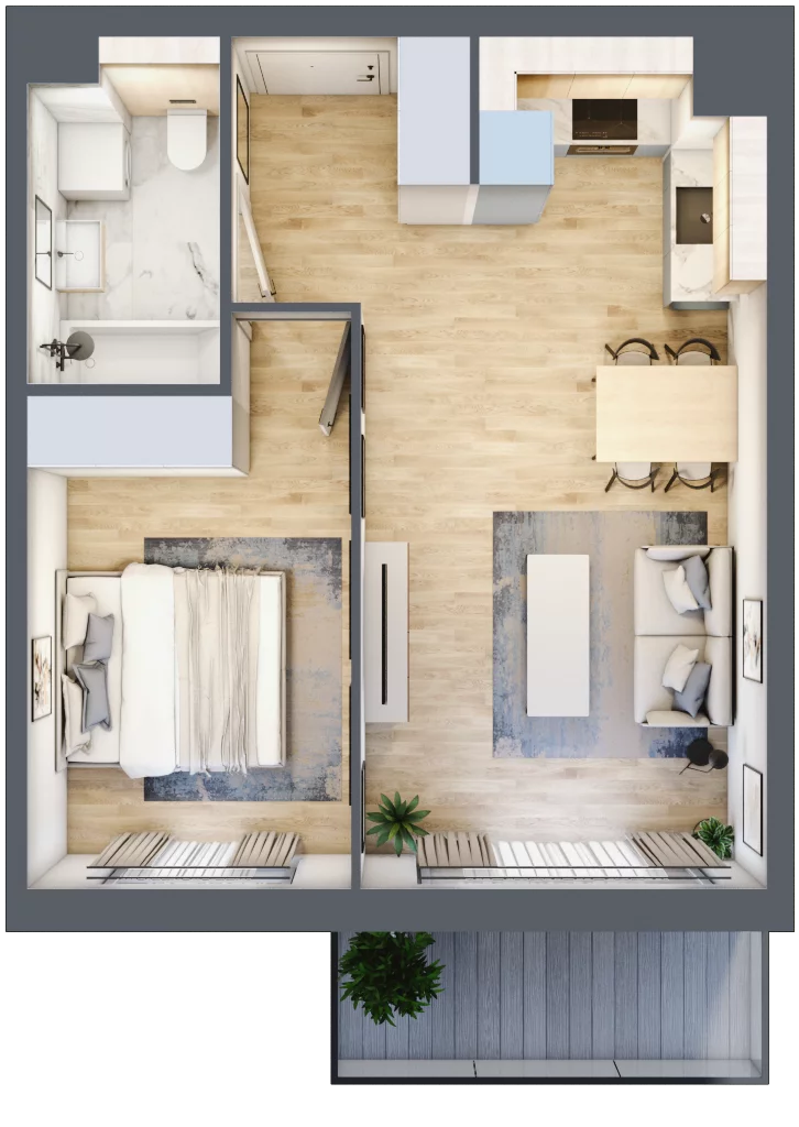 2 pokoje, mieszkanie 42,00 m², piętro 1, oferta nr MC/I/B/1/9, Modern City etap I, Warszawa, Bemowo, Chrzanów, ul. Szeligowska