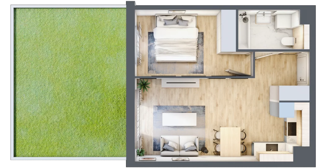 2 pokoje, mieszkanie 42,00 m², parter, oferta nr MC/I/B/0/9, Modern City etap I, Warszawa, Bemowo, Chrzanów, ul. Szeligowska