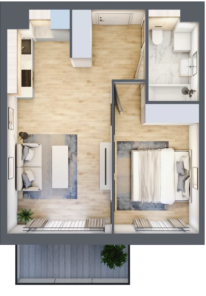 2 pokoje, mieszkanie 41,26 m², piętro 1, oferta nr MC/I/A/1/10, Modern City etap I, Warszawa, Bemowo, Chrzanów, ul. Szeligowska