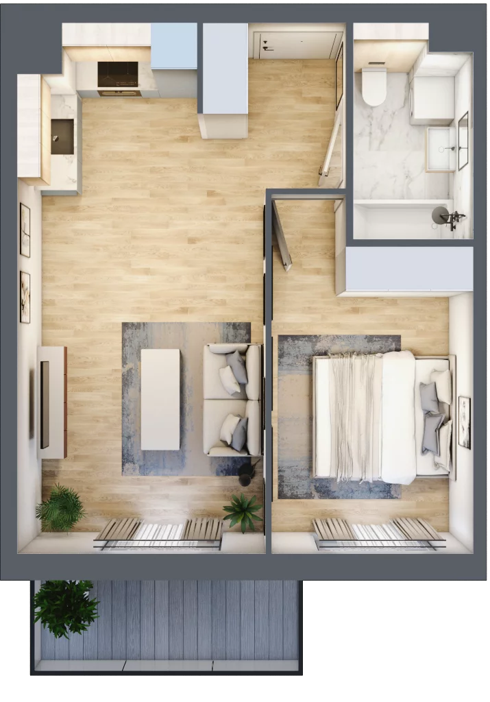 2 pokoje, mieszkanie 41,25 m², piętro 1, oferta nr MC/I/C/1/3, Modern City etap I, Warszawa, Bemowo, Chrzanów, ul. Szeligowska