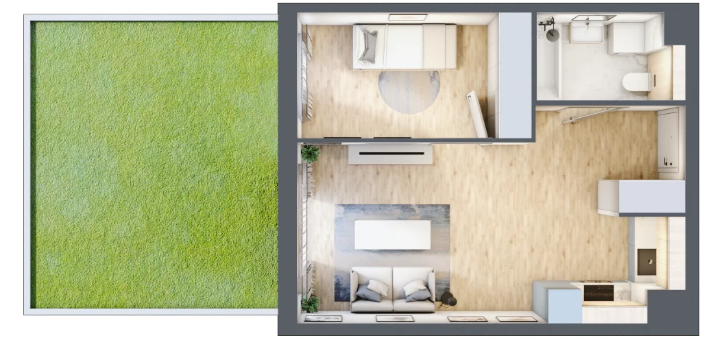 2 pokoje, mieszkanie 38,58 m², parter, oferta nr MC/I/C/0/2, Modern City etap I, Warszawa, Bemowo, Chrzanów, ul. Szeligowska