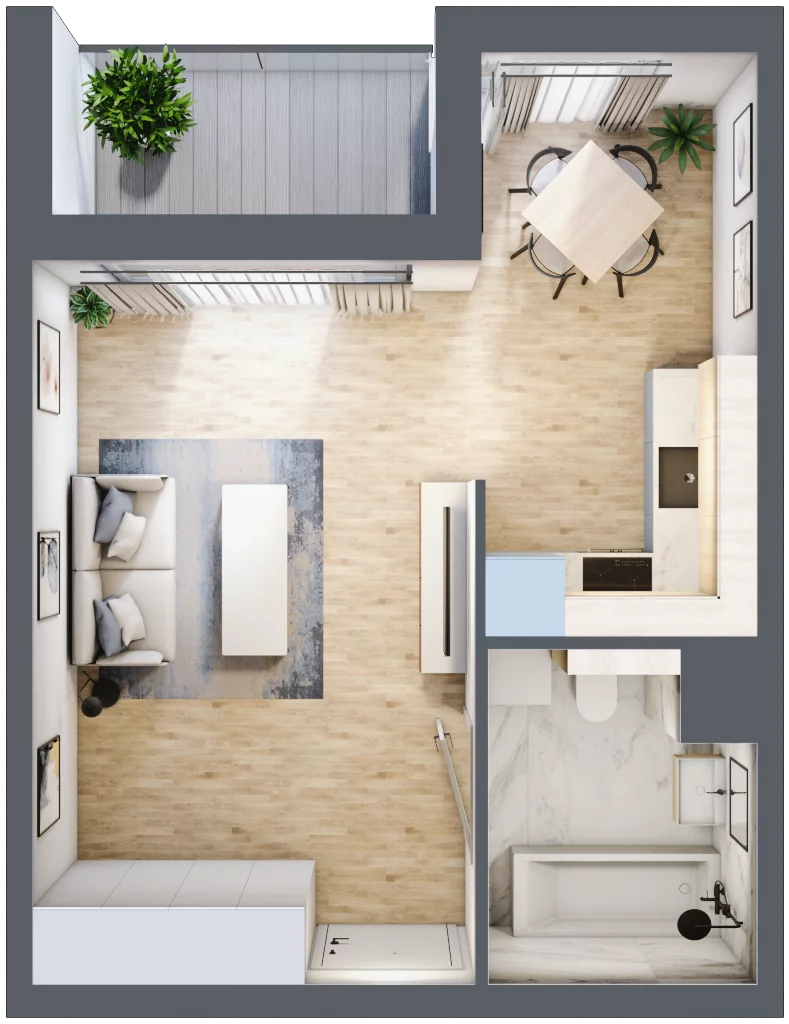 1 pokój, mieszkanie 33,48 m², piętro 1, oferta nr MC/I/A/1/4, Modern City etap I, Warszawa, Bemowo, Chrzanów, ul. Szeligowska