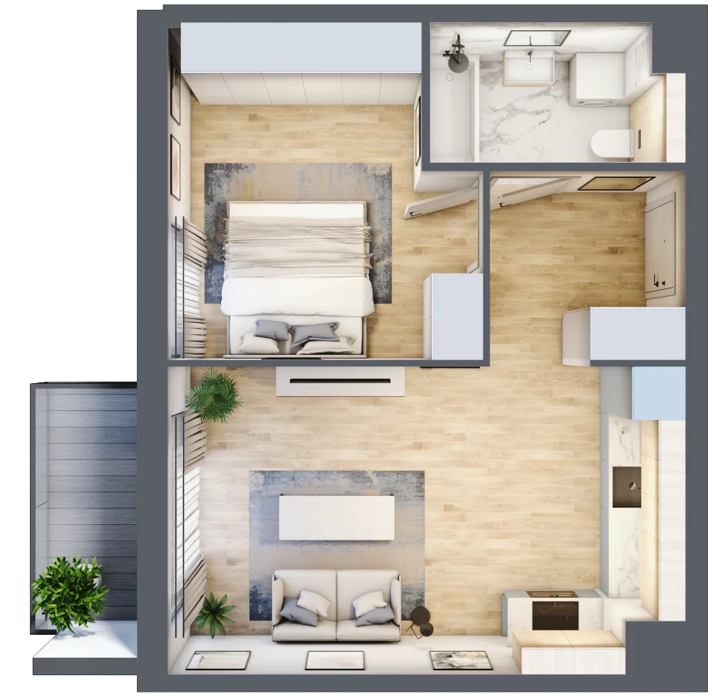 2 pokoje, mieszkanie 44,20 m², piętro 4, oferta nr MC/I/C/4/10, Modern City etap I, Warszawa, Bemowo, Chrzanów, ul. Szeligowska