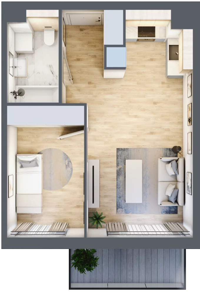2 pokoje, mieszkanie 39,10 m², piętro 1, oferta nr MC/I/A/1/9, Modern City etap I, Warszawa, Bemowo, Chrzanów, ul. Szeligowska