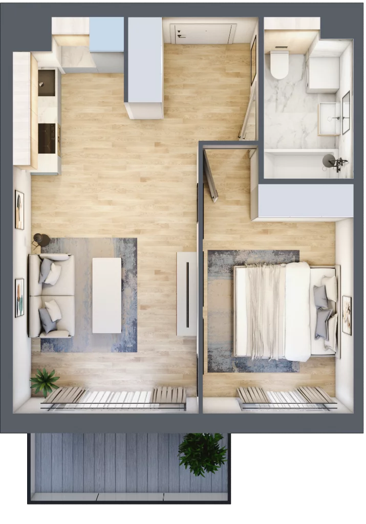 2 pokoje, mieszkanie 41,26 m², piętro 2, oferta nr MC/I/A/2/10, Modern City etap I, Warszawa, Bemowo, Chrzanów, ul. Szeligowska