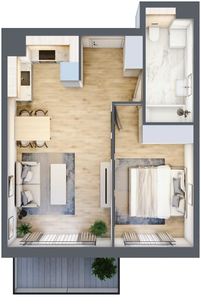 2 pokoje, mieszkanie 44,08 m², piętro 1, oferta nr MC/I/B/1/8, Modern City etap I, Warszawa, Bemowo, Chrzanów, ul. Szeligowska