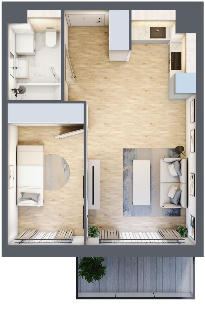 2 pokoje, mieszkanie 38,58 m², piętro 3, oferta nr MC/I/C/3/2, Modern City etap I, Warszawa, Bemowo, Chrzanów, ul. Szeligowska