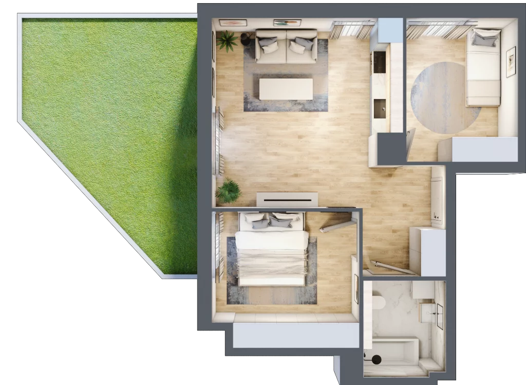 3 pokoje, mieszkanie 51,17 m², parter, oferta nr MC/H/A/0/2, Modern City etap H, Warszawa, Bemowo, Chrzanów, ul. Szeligowska