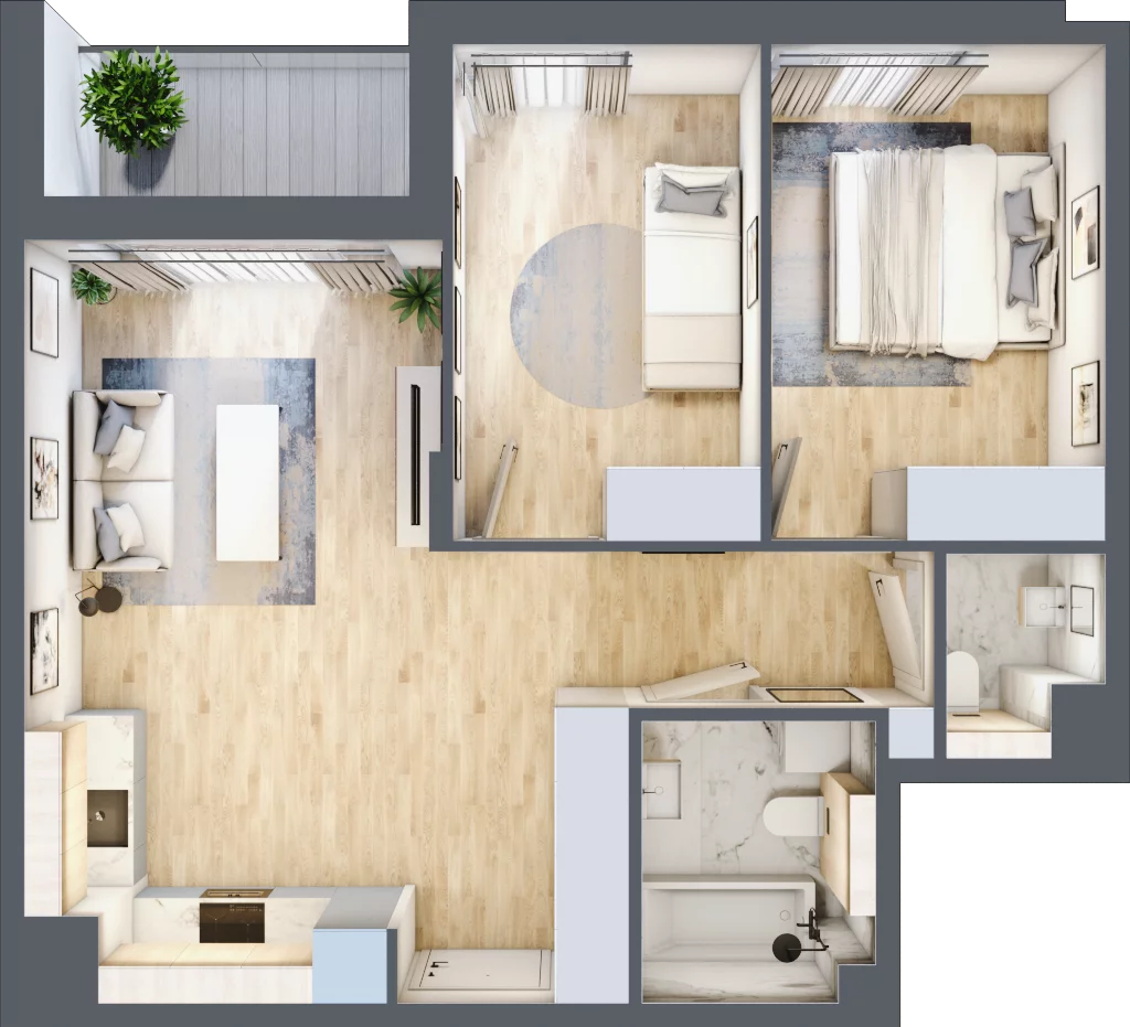 3 pokoje, mieszkanie 56,26 m², piętro 1, oferta nr MC/H/A/1/1, Modern City etap H, Warszawa, Bemowo, Chrzanów, ul. Szeligowska