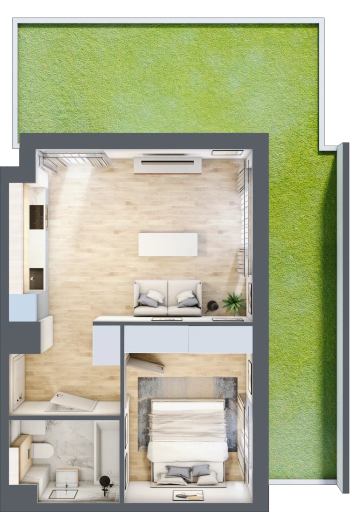 2 pokoje, mieszkanie 38,72 m², parter, oferta nr MC/H/A/0/3, Modern City etap H, Warszawa, Bemowo, Chrzanów, ul. Szeligowska
