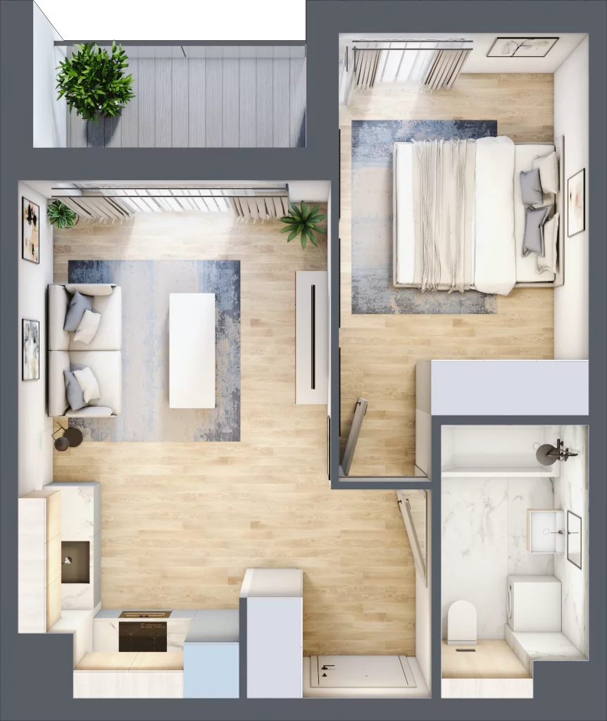 2 pokoje, mieszkanie 37,20 m², piętro 3, oferta nr MC/H/A/3/14, Modern City etap H, Warszawa, Bemowo, Chrzanów, ul. Szeligowska