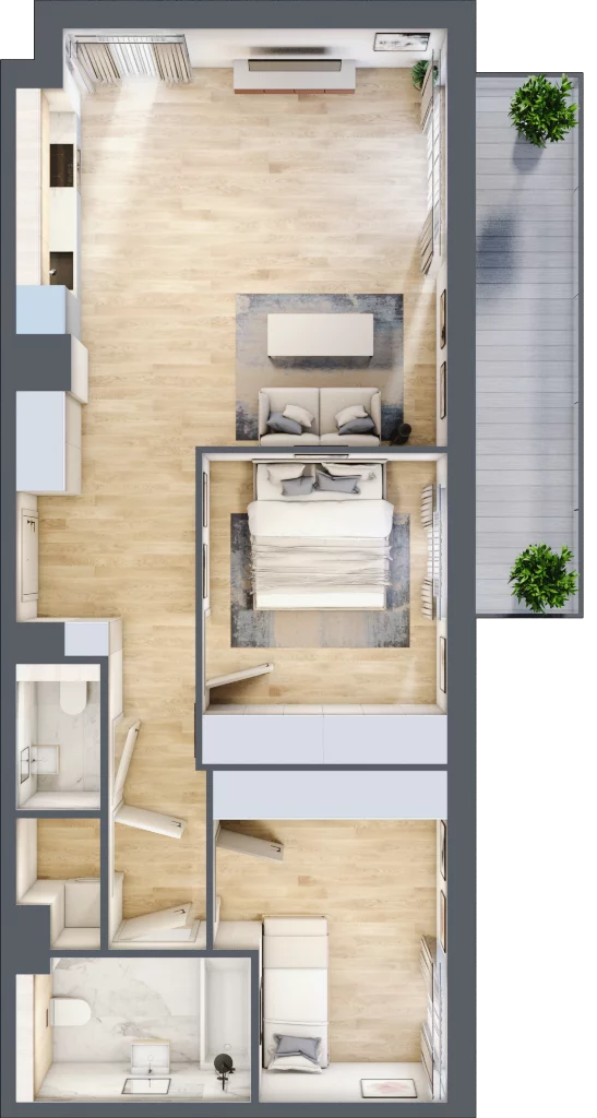 3 pokoje, mieszkanie 66,50 m², piętro 1, oferta nr MC/H/A/1/3, Modern City etap H, Warszawa, Bemowo, Chrzanów, ul. Szeligowska