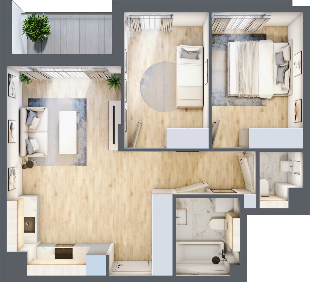 3 pokoje, mieszkanie 56,26 m², piętro 3, oferta nr MC/H/A/3/1, Modern City etap H, Warszawa, Bemowo, Chrzanów, ul. Szeligowska