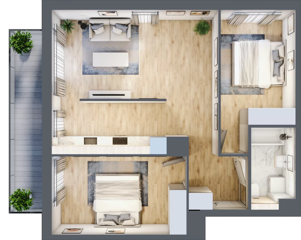 3 pokoje, mieszkanie 64,83 m², piętro 1, oferta nr MC/H/A/1/13, Modern City etap H, Warszawa, Bemowo, Chrzanów, ul. Szeligowska