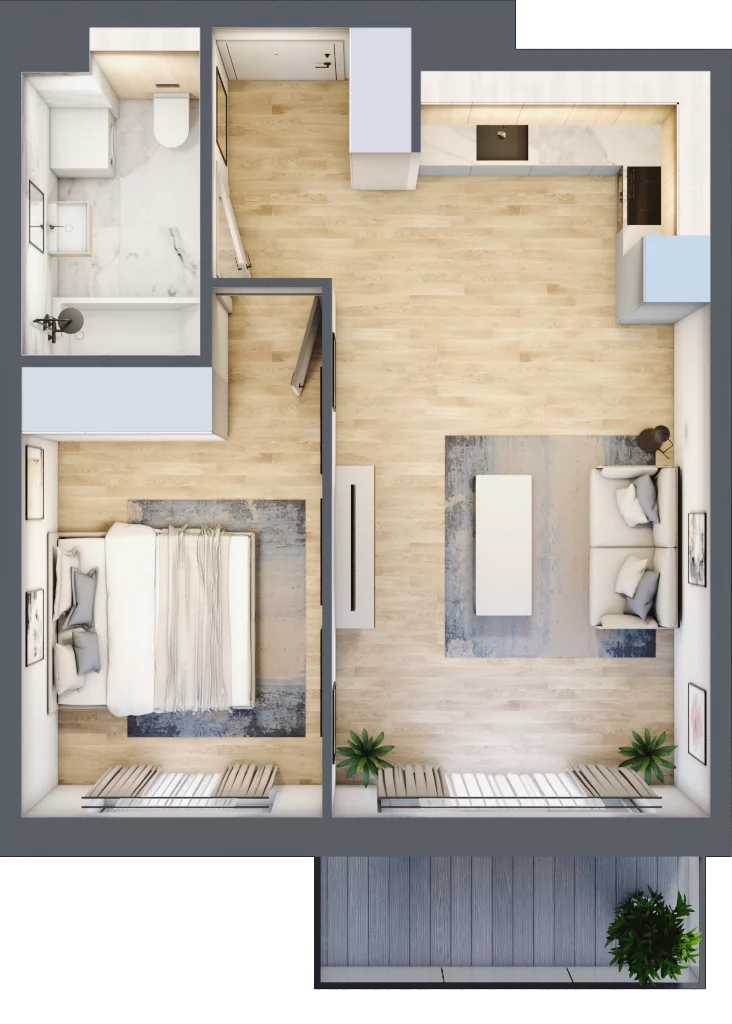2 pokoje, mieszkanie 41,38 m², piętro 3, oferta nr MC/H/A/3/11, Modern City etap H, Warszawa, Bemowo, Chrzanów, ul. Szeligowska