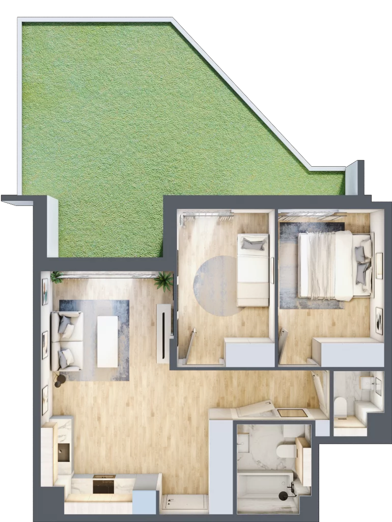3 pokoje, mieszkanie 56,24 m², parter, oferta nr MC/H/A/0/1, Modern City etap H, Warszawa, Bemowo, Chrzanów, ul. Szeligowska