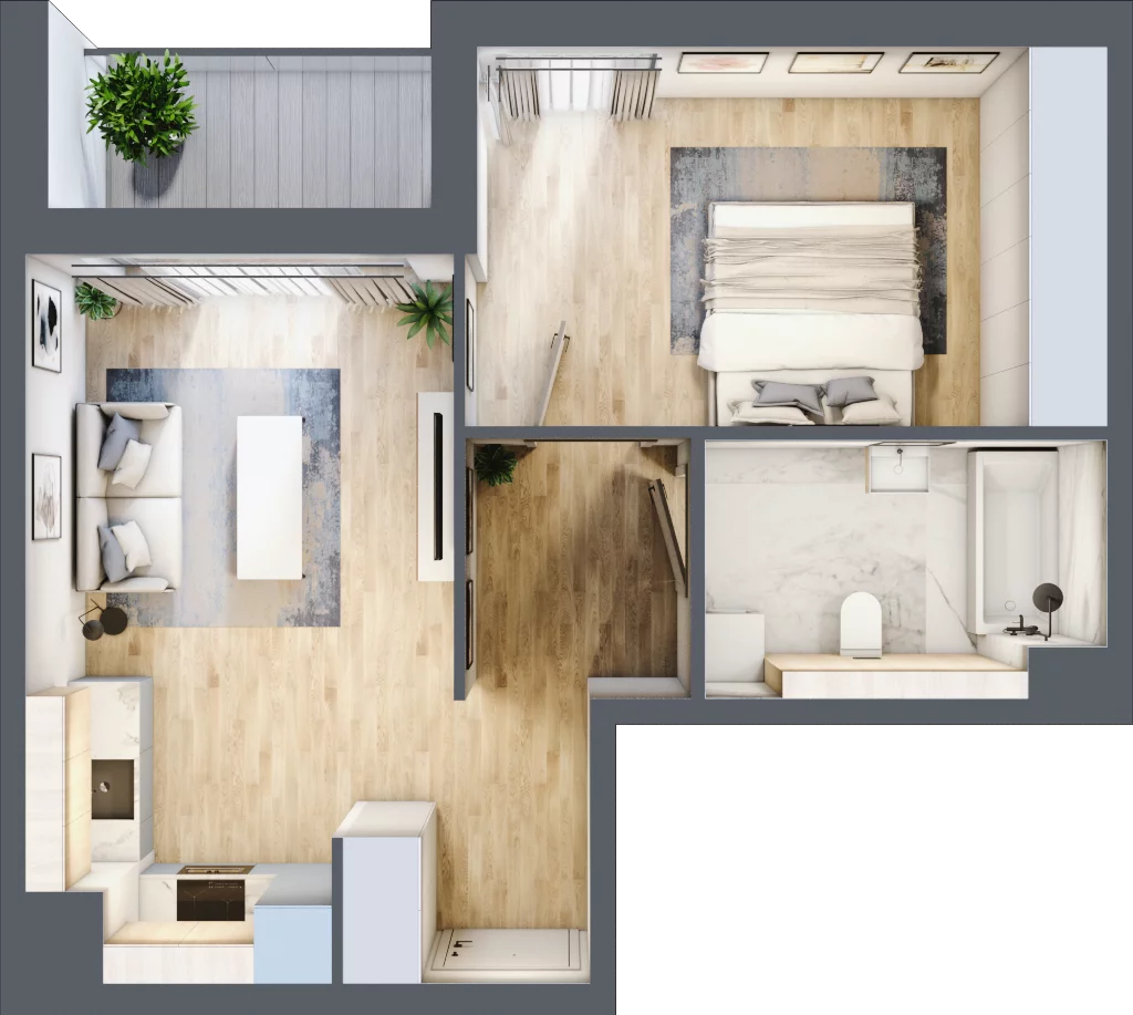 2 pokoje, mieszkanie 43,81 m², piętro 2, oferta nr MC/H/A/2/17, Modern City etap H, Warszawa, Bemowo, Chrzanów, ul. Szeligowska