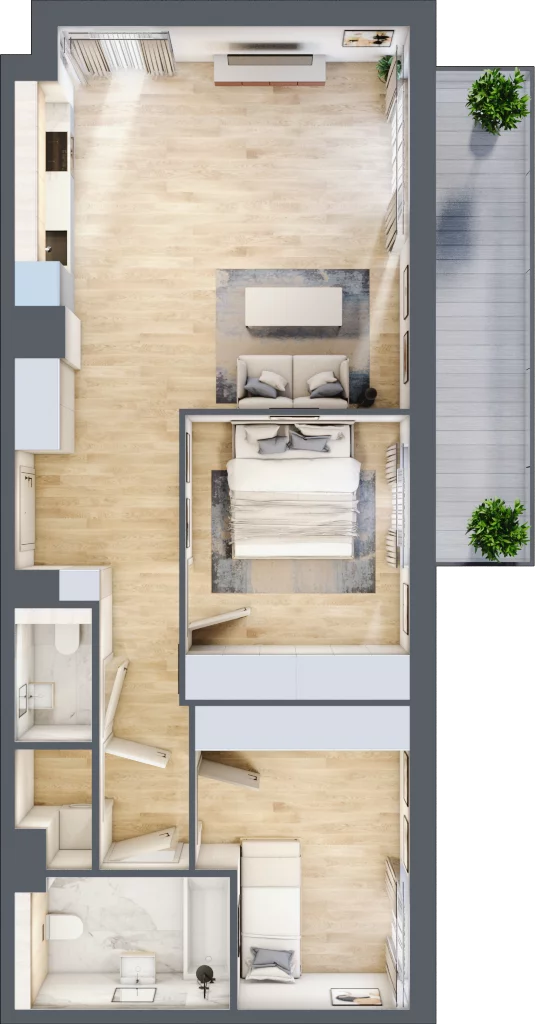 3 pokoje, mieszkanie 66,50 m², piętro 3, oferta nr MC/H/A/3/3, Modern City etap H, Warszawa, Bemowo, Chrzanów, ul. Szeligowska