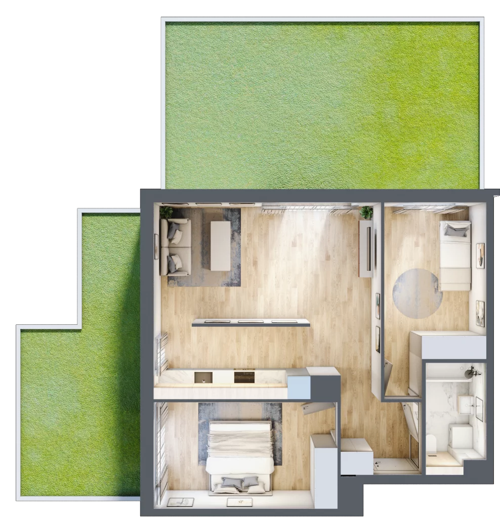 3 pokoje, mieszkanie 64,83 m², parter, oferta nr MC/H/A/0/13, Modern City etap H, Warszawa, Bemowo, Chrzanów, ul. Szeligowska