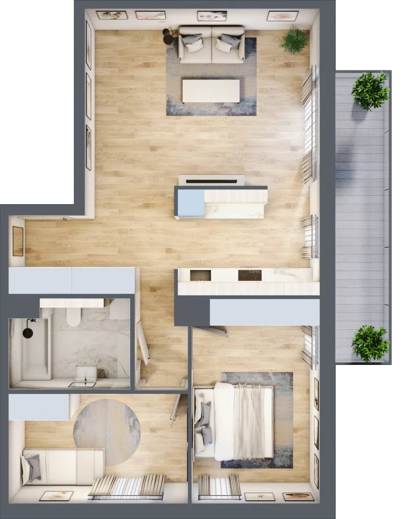 3 pokoje, mieszkanie 68,00 m², piętro 2, oferta nr MC/H/A/2/4, Modern City etap H, Warszawa, Bemowo, Chrzanów, ul. Szeligowska