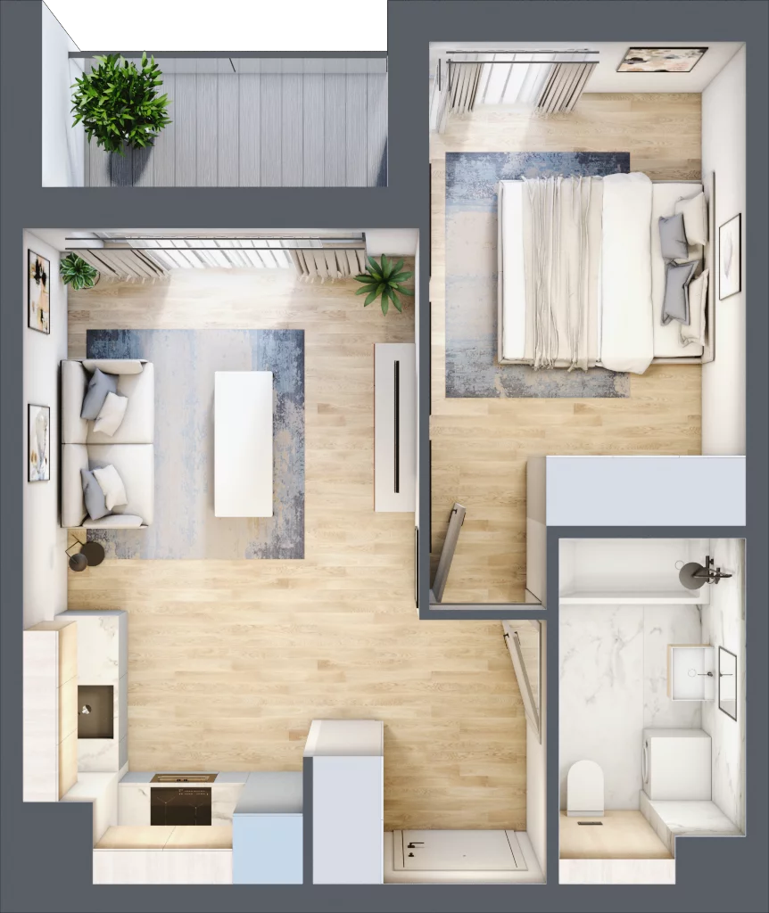 2 pokoje, mieszkanie 37,20 m², piętro 1, oferta nr MC/H/A/1/14, Modern City etap H, Warszawa, Bemowo, Chrzanów, ul. Szeligowska