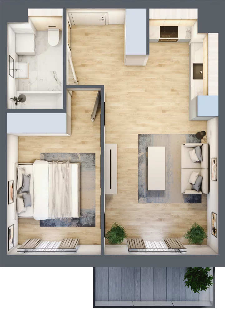 2 pokoje, mieszkanie 41,29 m², piętro 3, oferta nr MC/H/A/3/9, Modern City etap H, Warszawa, Bemowo, Chrzanów, ul. Szeligowska