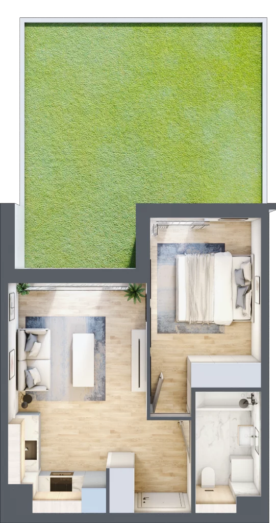 2 pokoje, mieszkanie 37,20 m², parter, oferta nr MC/H/A/0/14, Modern City etap H, Warszawa, Bemowo, Chrzanów, ul. Szeligowska
