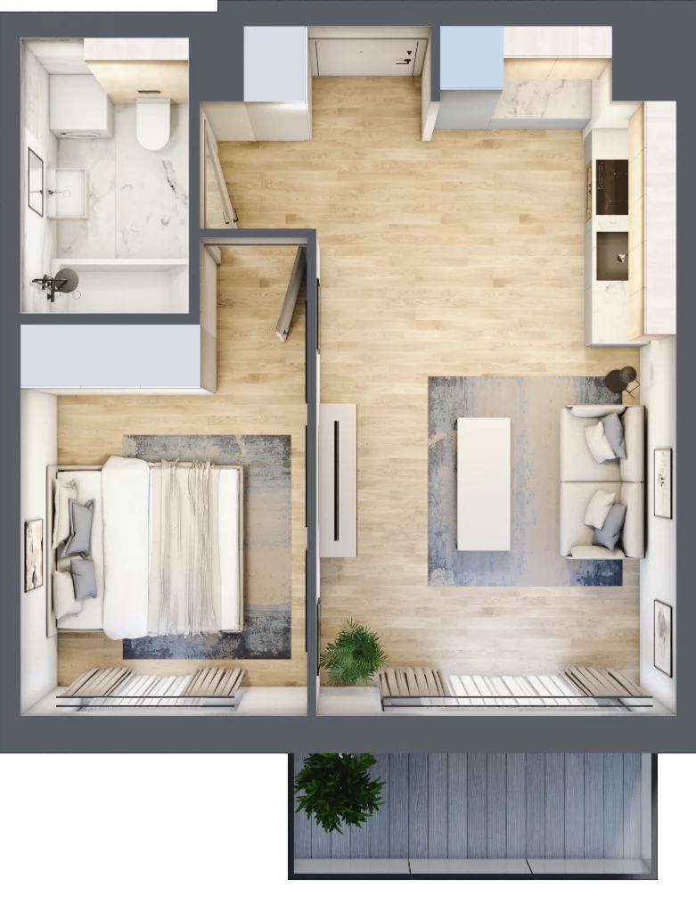 2 pokoje, mieszkanie 38,35 m², piętro 2, oferta nr MC/H/A/2/7, Modern City etap H, Warszawa, Bemowo, Chrzanów, ul. Szeligowska