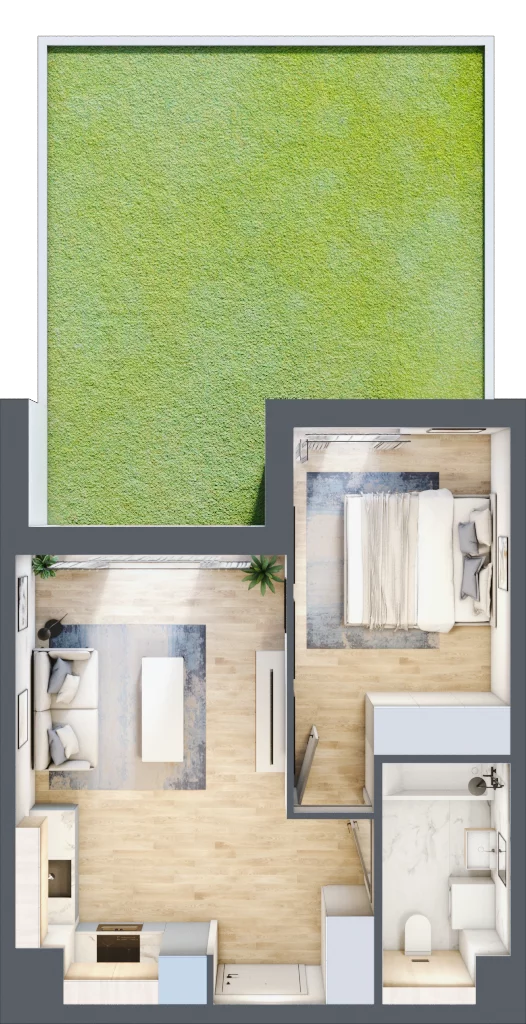 2 pokoje, mieszkanie 37,22 m², parter, oferta nr MC/H/A/0/16, Modern City etap H, Warszawa, Bemowo, Chrzanów, ul. Szeligowska