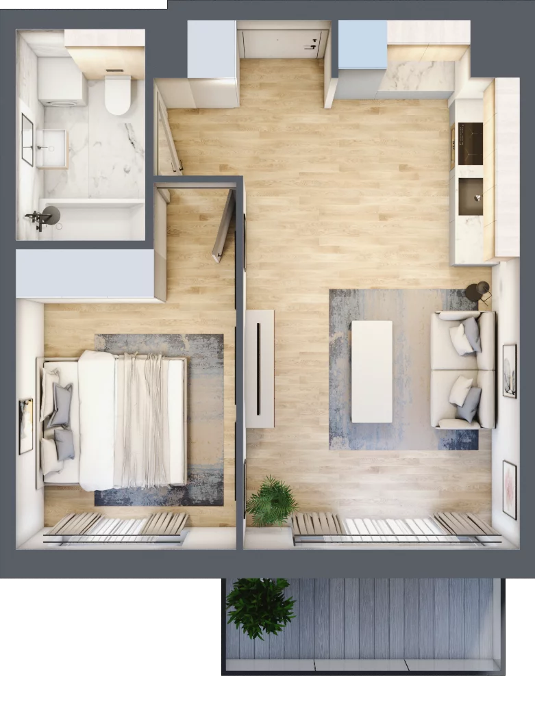 2 pokoje, mieszkanie 38,35 m², piętro 1, oferta nr MC/H/A/1/7, Modern City etap H, Warszawa, Bemowo, Chrzanów, ul. Szeligowska