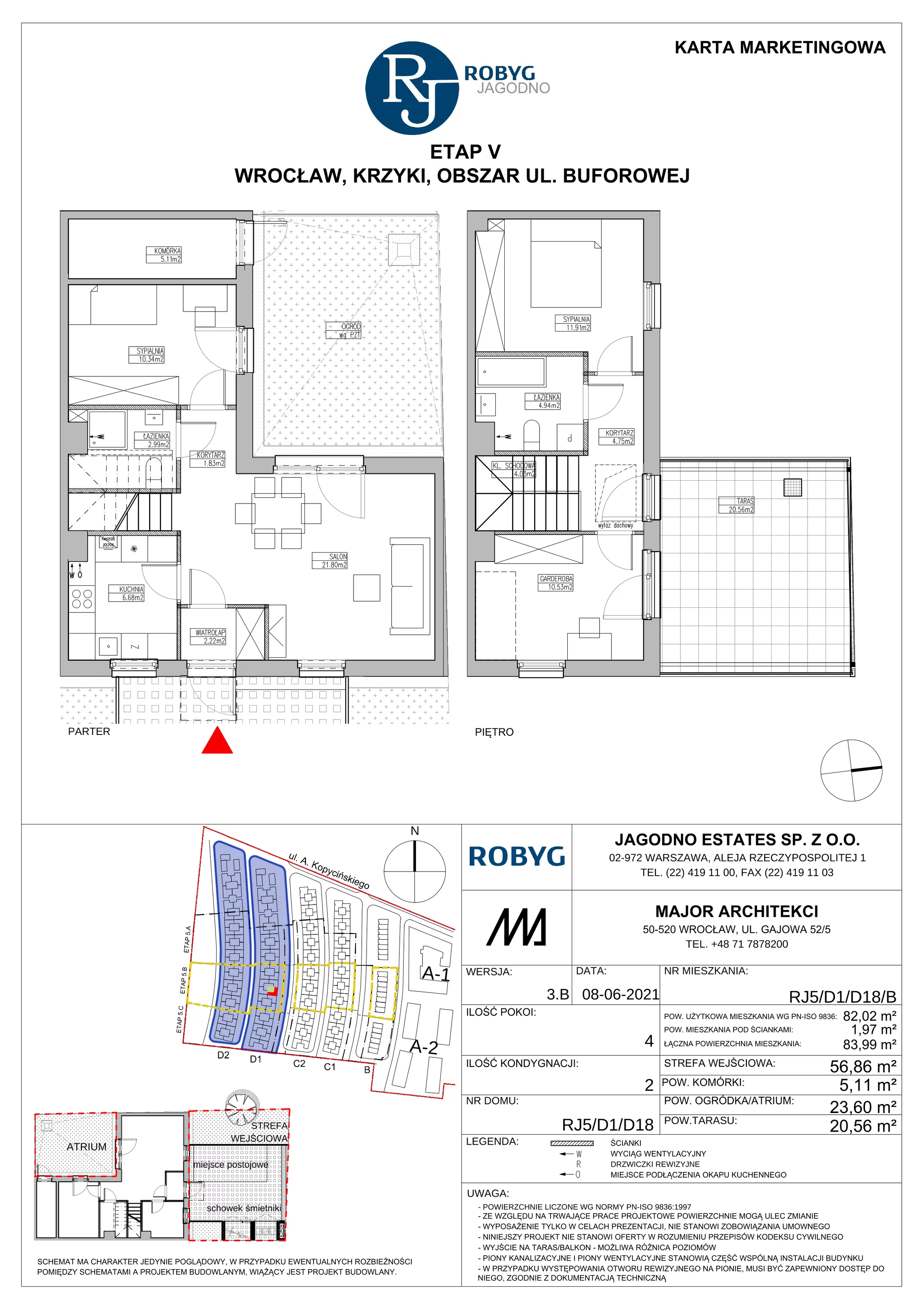 Dom 82,02 m², oferta nr RJ5/D1/D18/B, Robyg Jagodno, Wrocław, Jagodno, Krzyki, ul. Kopycińskiego