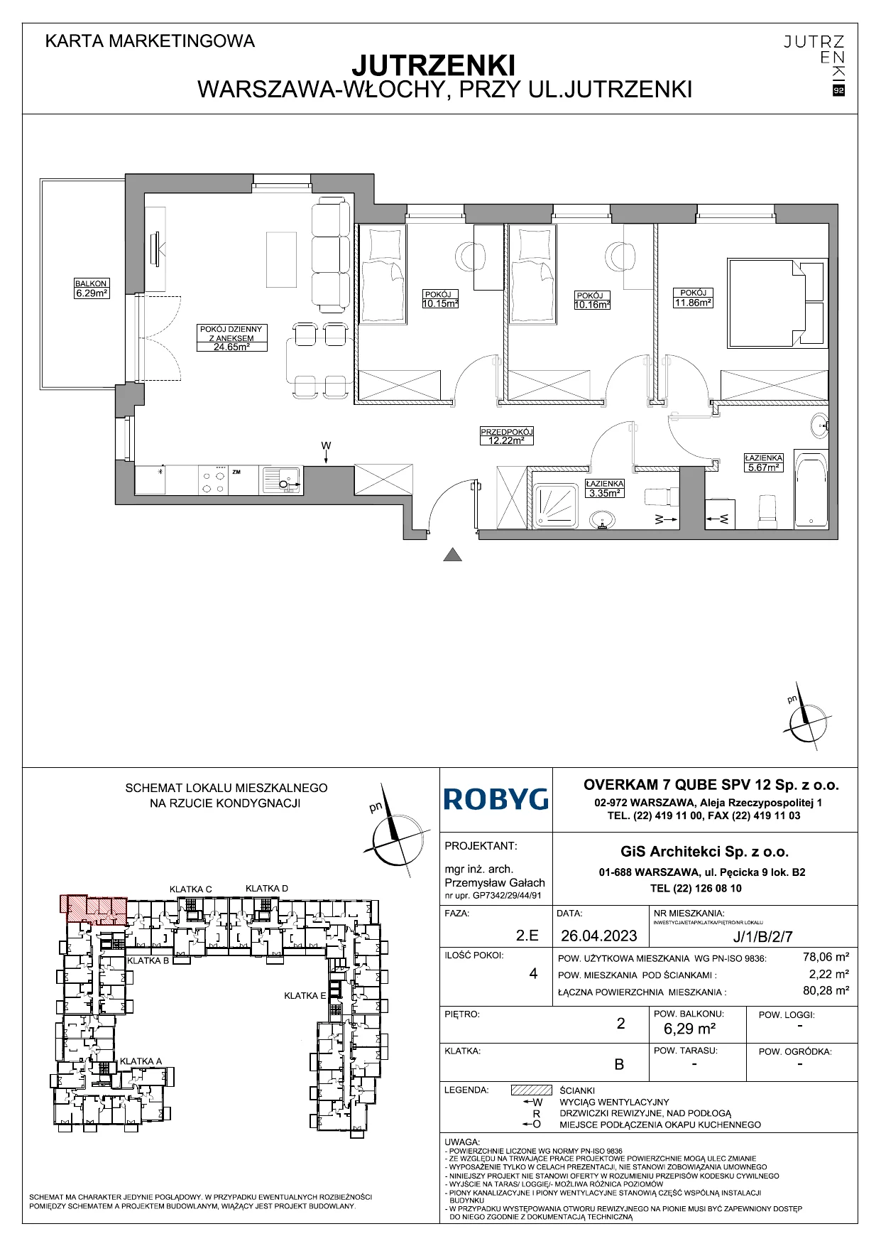 Mieszkanie 78,06 m², piętro 2, oferta nr J/1/B/2/7, Jutrzenki 92, Warszawa, Włochy, Salomea, ul. Jutrzenki 92