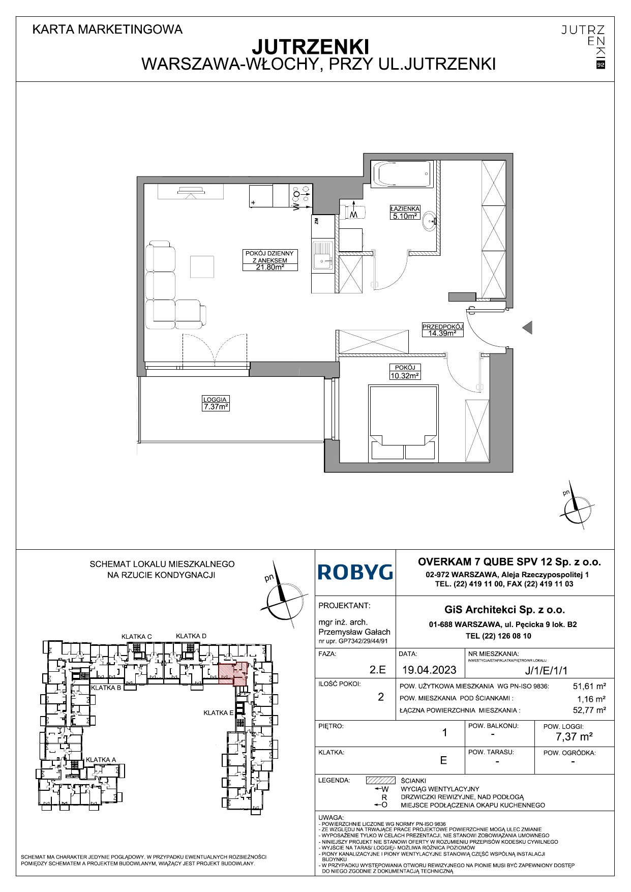 Mieszkanie 51,70 m², piętro 1, oferta nr J/1/E/1/1, Jutrzenki 92, Warszawa, Włochy, Salomea, ul. Jutrzenki 92