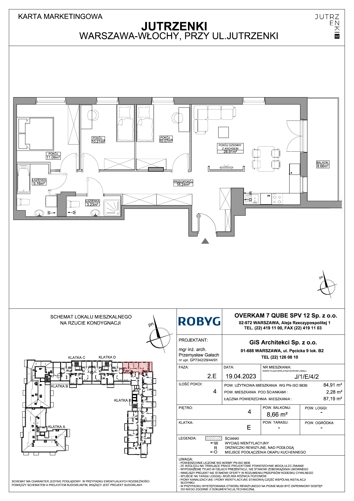 Mieszkanie 84,91 m², piętro 4, oferta nr J/1/E/4/2, Jutrzenki 92, Warszawa, Włochy, Salomea, ul. Jutrzenki 92