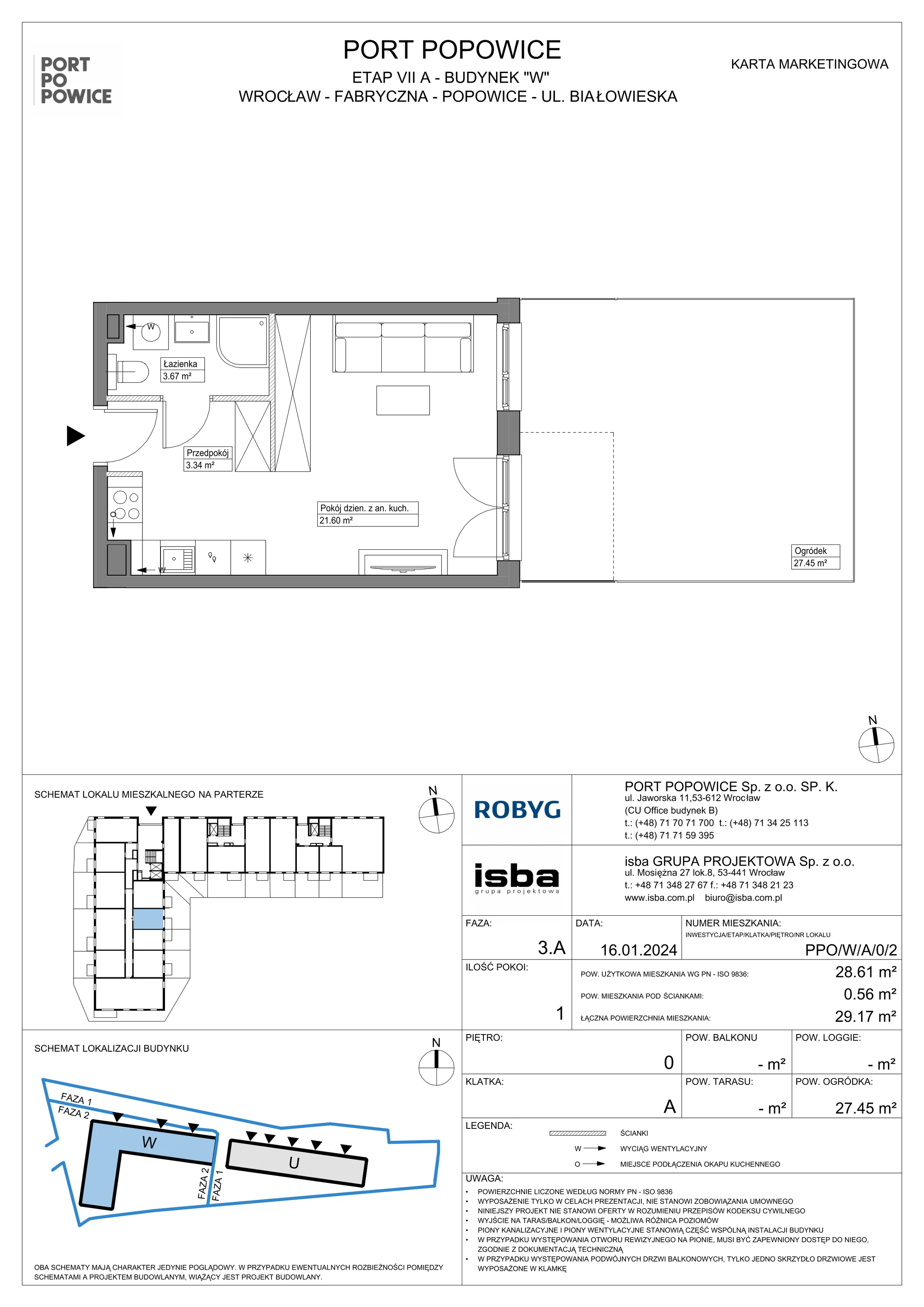 Mieszkanie 28,61 m², parter, oferta nr PPO/W/A/0/2, Port Popowice, Wrocław, Pilczyce-Kozanów-Popowice Północne, Popowice, ul. Białowieska