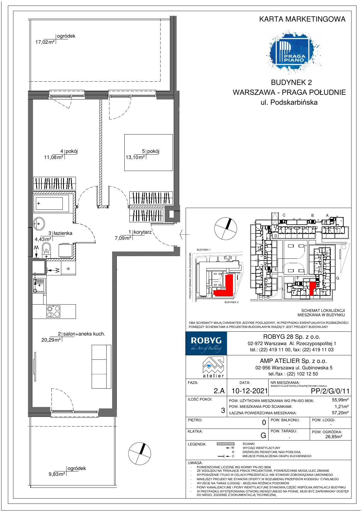 Mieszkanie 55,99 m², parter, oferta nr PP/2/G/0/11, Praga Piano, Warszawa, Praga Południe, Kamionek, ul. Podskarbińska