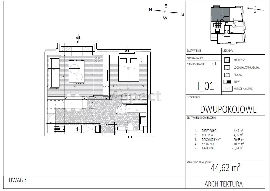 2 pokoje, mieszkanie 44,62 m², piętro 1, oferta nr , APK-MS-51275, Bielsko-Biała