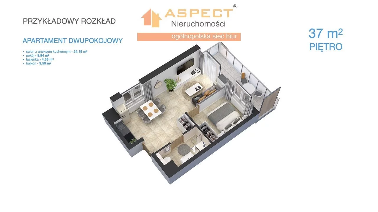 2 pokoje, mieszkanie 37,77 m², parter, oferta nr , ASB-MS-49208-15, Darłowo