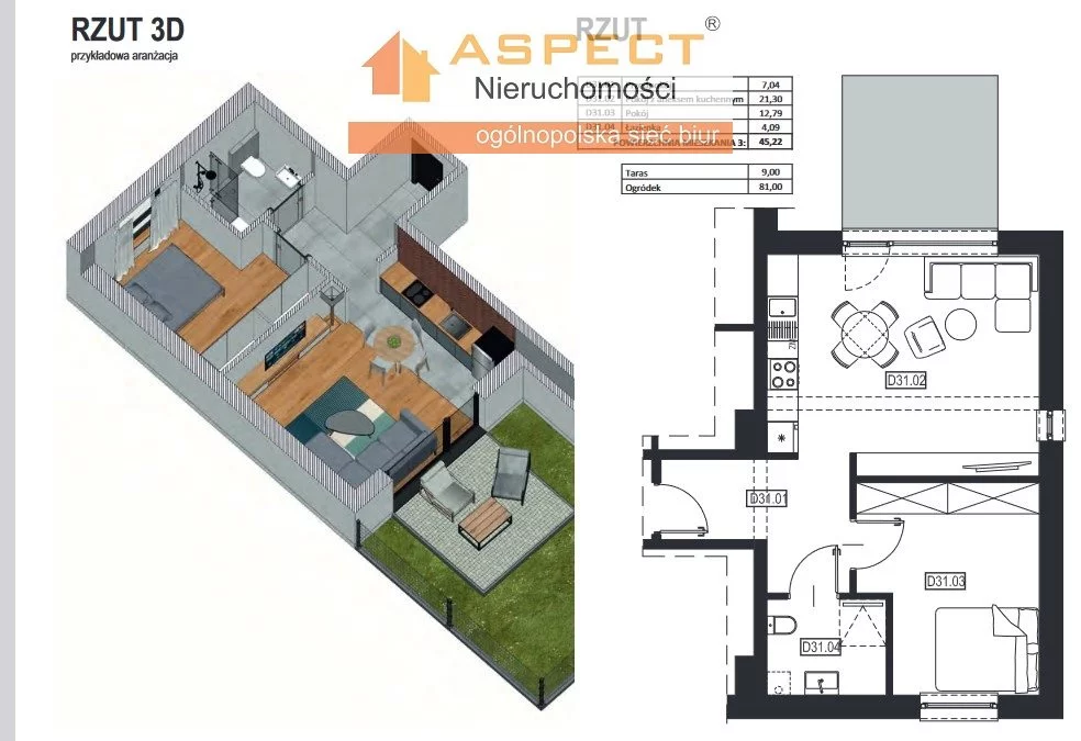 Mieszkanie dwupokojowe 45,22 m², Żory, Sprzedaż