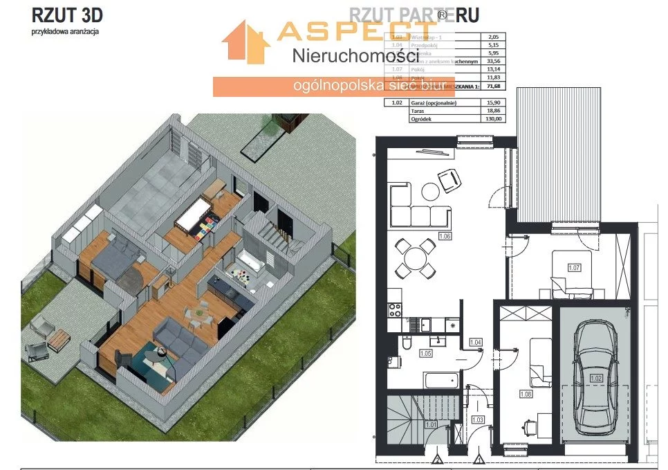 Mieszkanie trzypokojowe 71,68 m², Żory, Sprzedaż