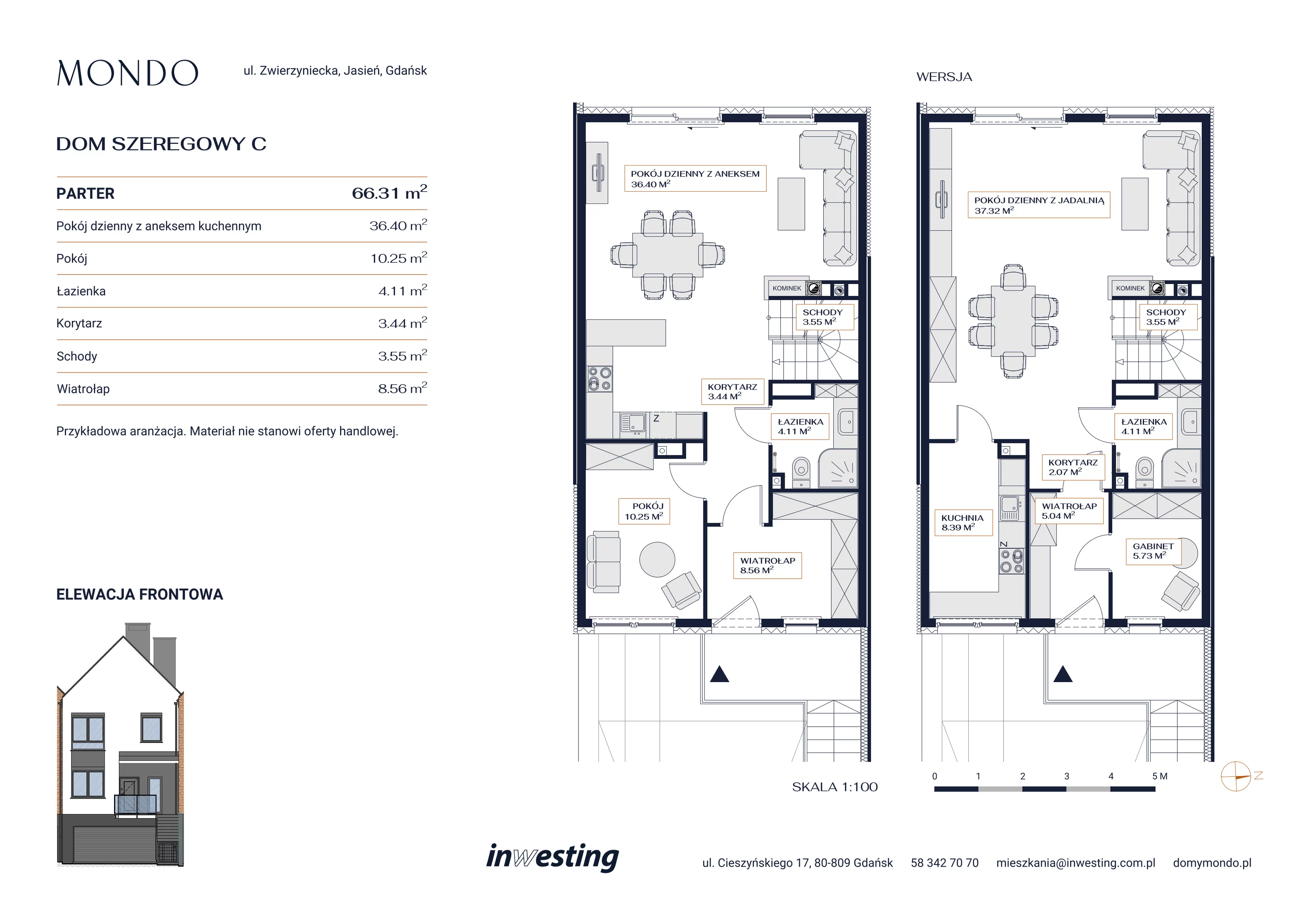 Dom i rezydencja 195,01 m², oferta nr C, Osiedle Mondo, Gdańsk, Jasień, ul. Zwierzyniecka