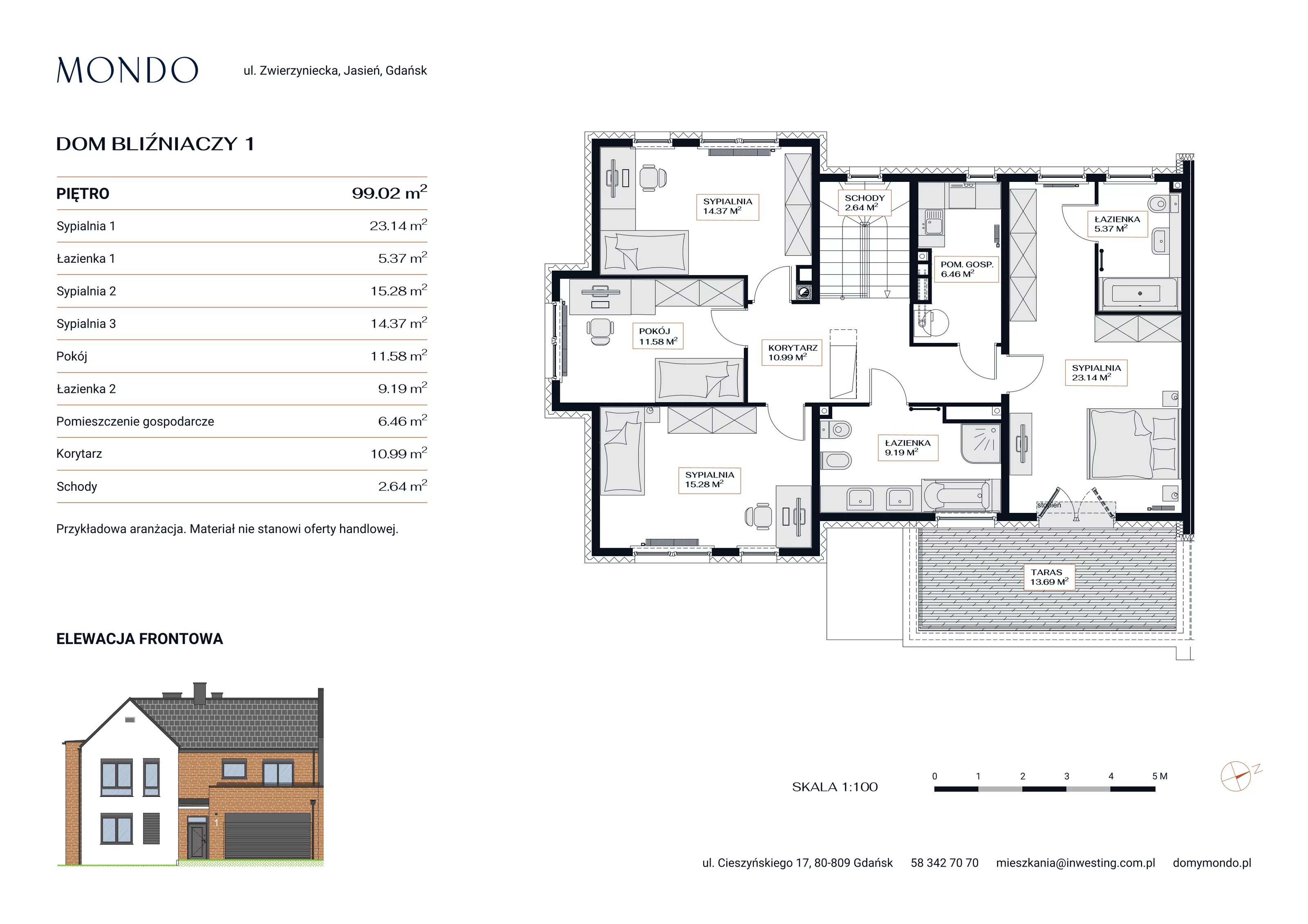 Dom 216,62 m², oferta nr 1, Osiedle Mondo, Gdańsk, Jasień, ul. Zwierzyniecka