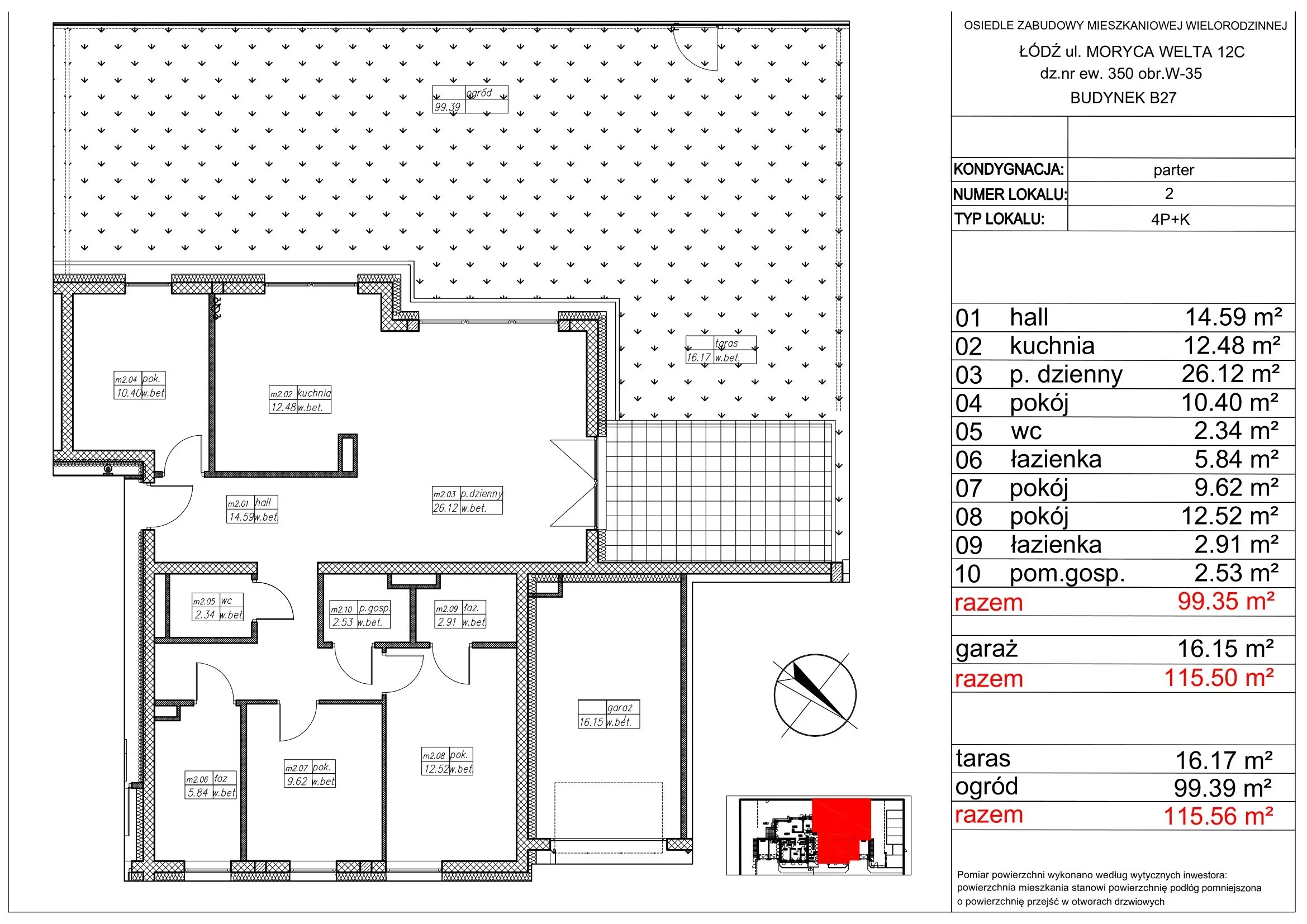 Mieszkanie 99,35 m², parter, oferta nr B27/M2, Leśna Polana, Łódź, Widzew, Widzew-Wschód, ul. Moryca Welta