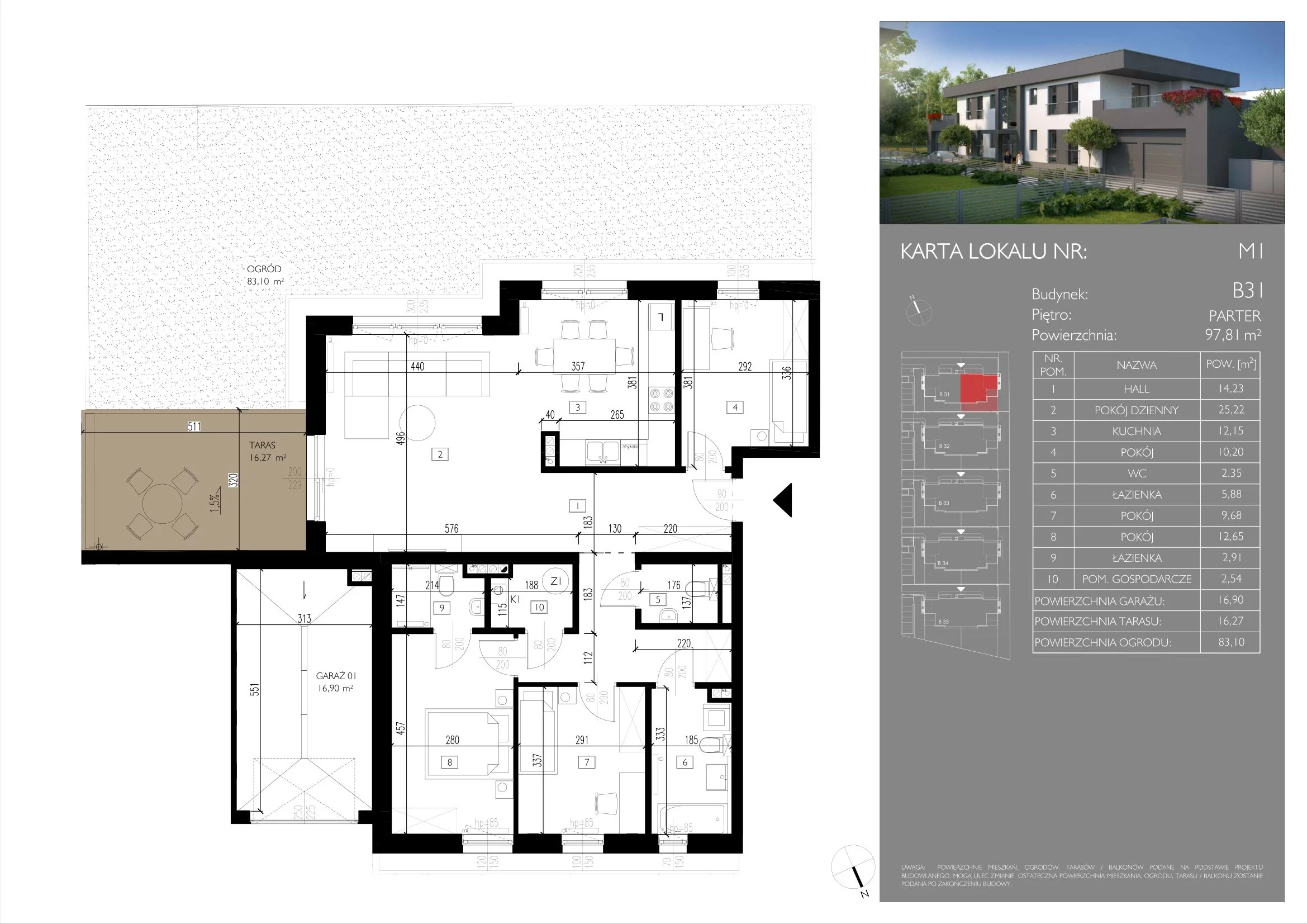 4 pokoje, mieszkanie 97,81 m², parter, oferta nr B31/M1, Leśna Polana, Łódź, Widzew, Widzew-Wschód, ul. Moryca Welta