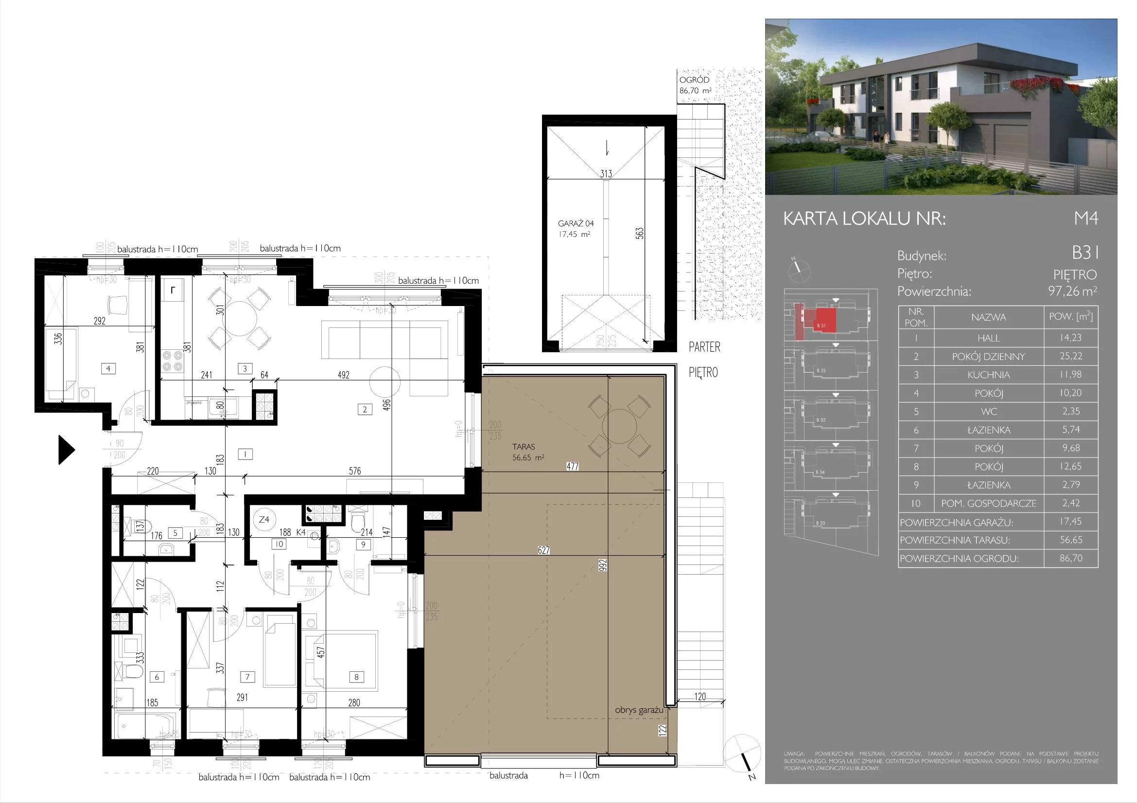 4 pokoje, mieszkanie 97,26 m², piętro 1, oferta nr B31/M4, Leśna Polana, Łódź, Widzew, Widzew-Wschód, ul. Moryca Welta